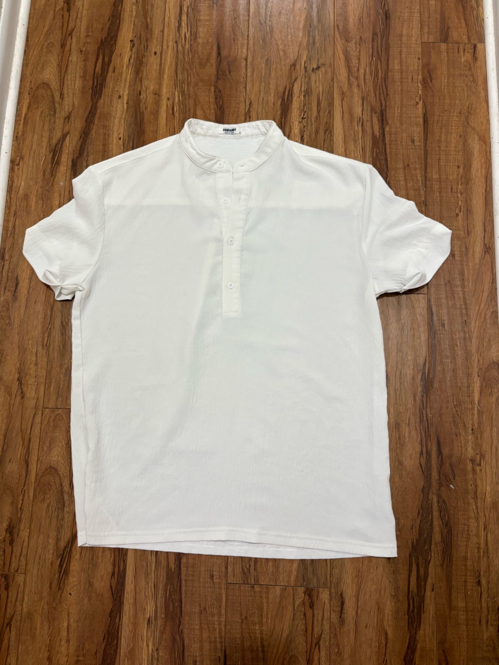 Men's White Short-Sleeve linen shirt